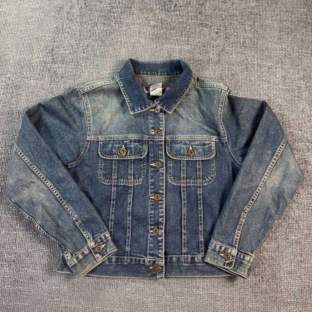 Silver Jeans Co Denim Jacket Womens Large Blue Y2K Trucker Made in Canada